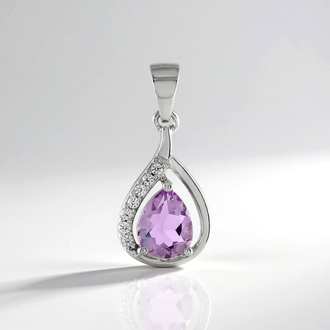 Pendentif en argent et Améthyste Rose de France