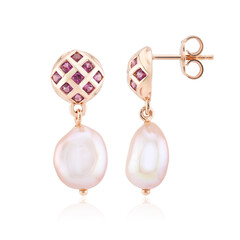 Pendientes en plata con Perla púrpura Freshwater