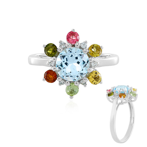 Anillo en plata con Topacio azul cielo