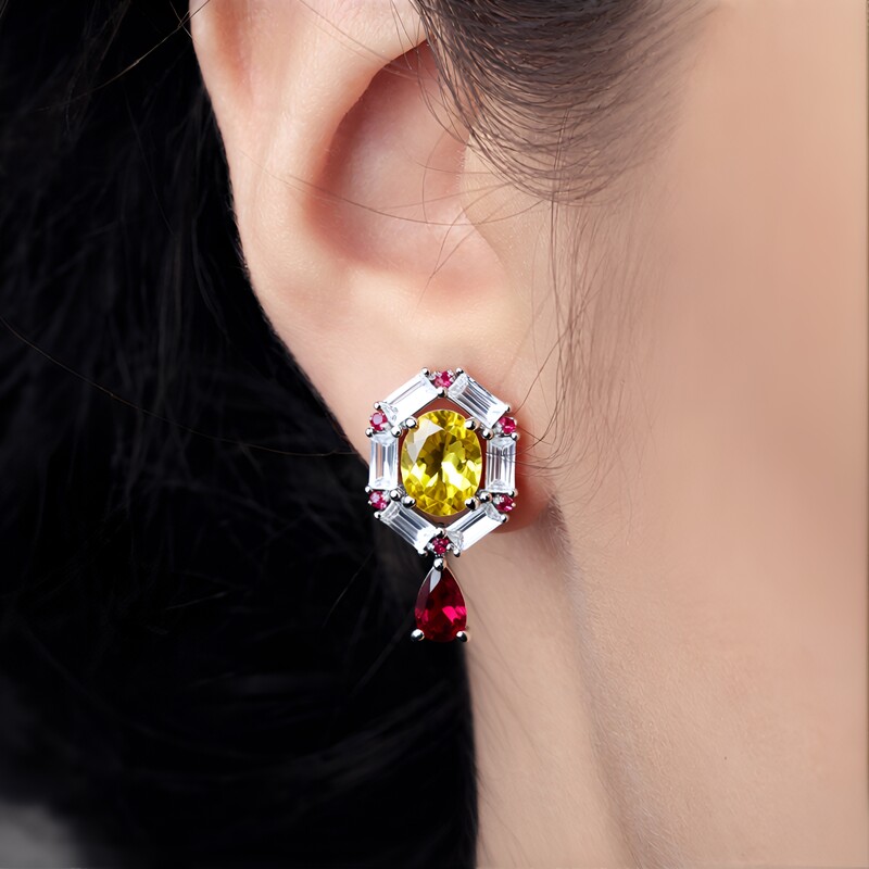 Gelber Beryll-Silberohrringe