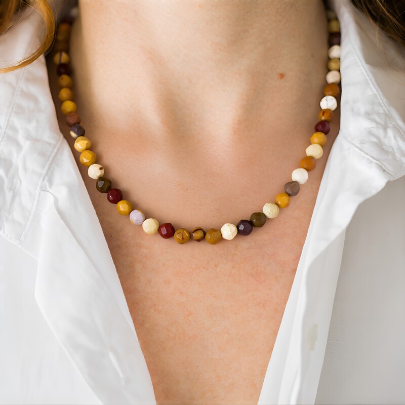 Mookait-Silberhalskette