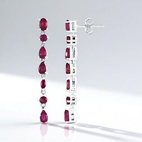 Boucles d'oreilles en argent et Rubis de Madagascar