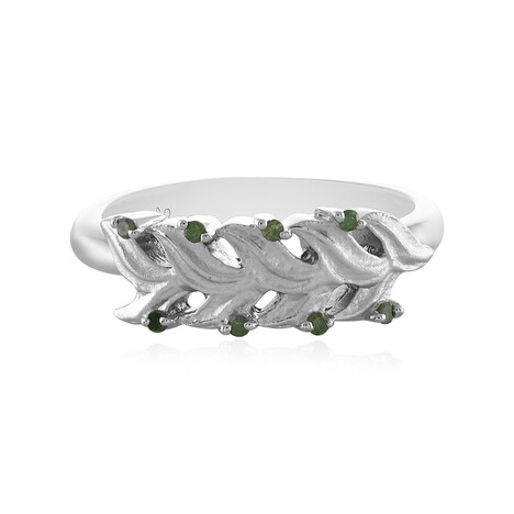 Grüner I2 Diamant-Silberring