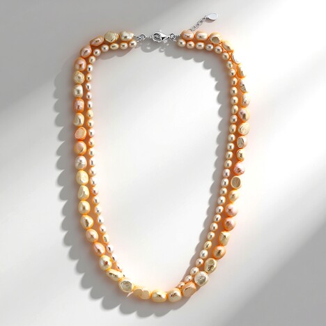 Collana in argento con Perla d'Acqua Dolce Arancione (TPC)