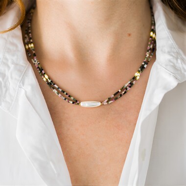 Collana in argento con Perla d'Acqua Dolce Bianca (Riya)
