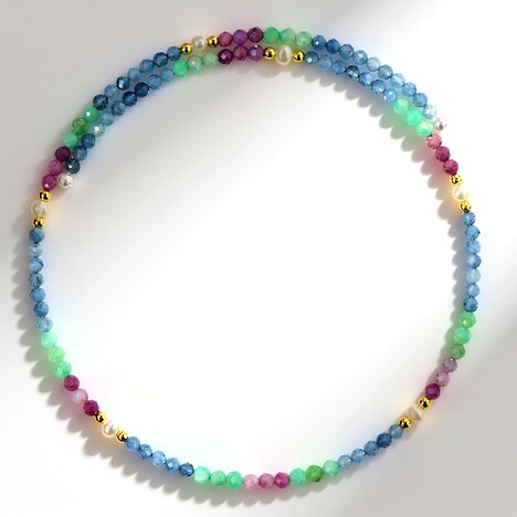 Collana rigida in acciaio con Acquamarina Brasiliana (Riya)