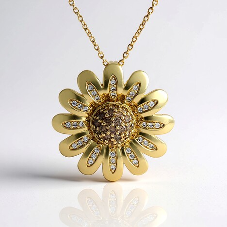 Collana in oro con Diamante Champagne I2 (de Melo)
