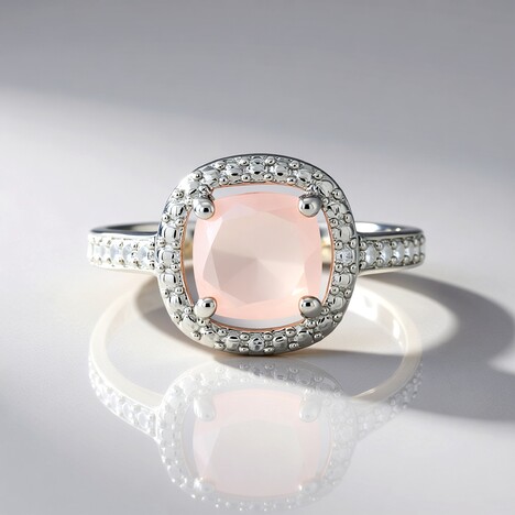 Anello in argento con Quarzo Rosa