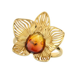 Baltischer Sunrise-Bernstein-Silberring