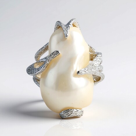 Anello in argento con Perla di Acqua Dolce (TPC)