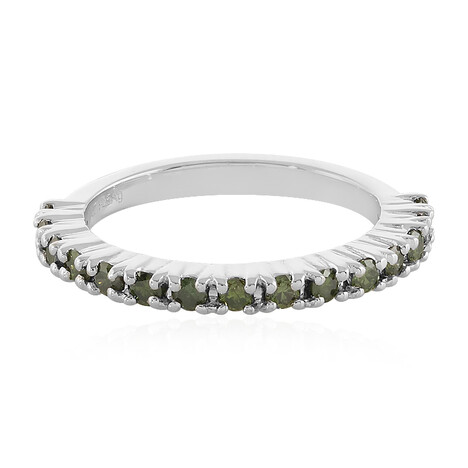 Anello in argento con Diamante Verde I3