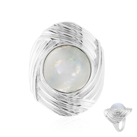 Regenbogen-Mondstein-Silberring (MONOSONO COLLECTION)