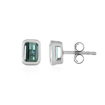 Pendientes en plata con Turmalina verde Benedito (Adela Silber)