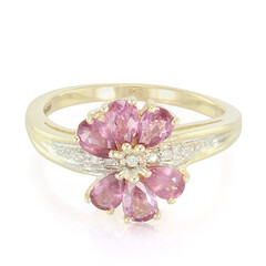 Gouden ring met Onverhitte Padparadscha Saffieren