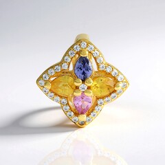 Ciondolo in argento con Zaffiro Ceylon Rosa