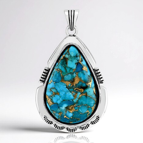 Ciondolo in argento con Turchese Ramato Blu Mohave (Jones Lee)