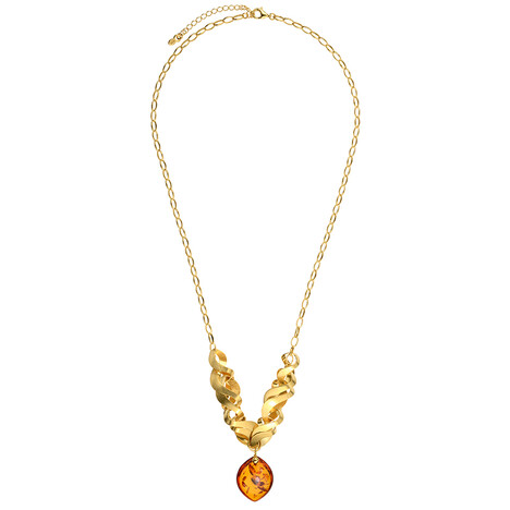 Zilveren halsketting met een Baltische barnsteen (dagen)