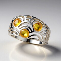 Anello in argento con Ambra Baltica Limone (dagen)