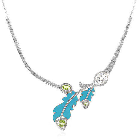 Zilveren halsketting met een witte topaas