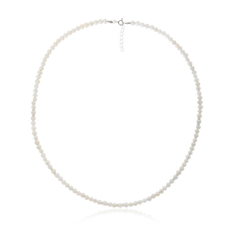 Weiße Süßwasserzuchtperlen-Silberhalskette (Joias do Paraíso)