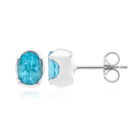 Zilveren oorbellen met Blauwe apatieten