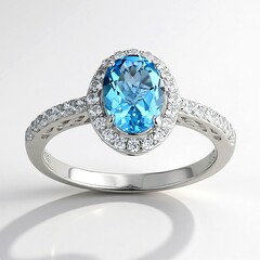 Anillo en plata con Topacio azul suizo