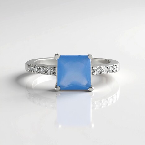 Anello in argento con Calcedonio Blu