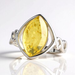Anello in argento con Ambra Baltica Limone (dagen)