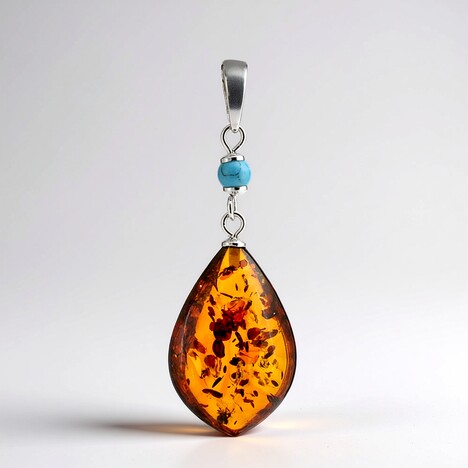 Ciondolo in argento con Ambra Baltica Cognac (dagen)
