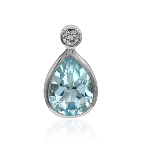 Zilveren hanger met een hemel-blauwe topaas