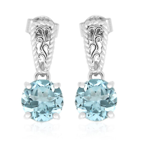 Zilveren oorbellen met hemel-blauwe topaasstenen