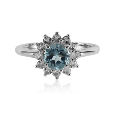 Anillo en plata con Topacio azul cielo