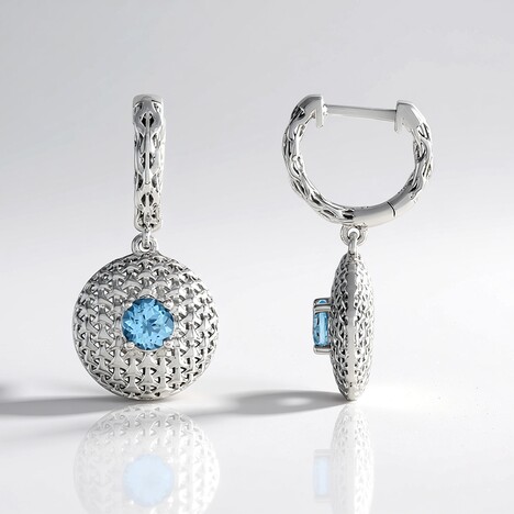 Orecchini in argento con Topazio Blu Cielo (MONOSONO COLLECTION)
