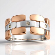 Zilveren ring met I1 Argyle-Rose de France diamanten (Annette)