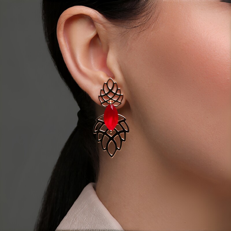 Zilveren oorbellen met framboos chalcedoon (SAELOCANA)