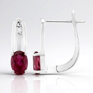 Boucles d'oreilles en argent et Rubellite AAA du Brésil