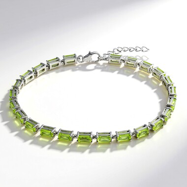 Bracelet en argent et Péridot de Birmanie