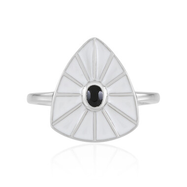 Schwarzer Spinell-Silberring (MONOSONO COLLECTION)