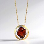 Collana in argento con Ambra Baltica Cognac (dagen)