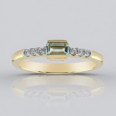 Anello in oro con Berillo Verde Menta Nigeriano