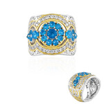 Neonblauer Apatit-Silberring (Gems en Vogue)