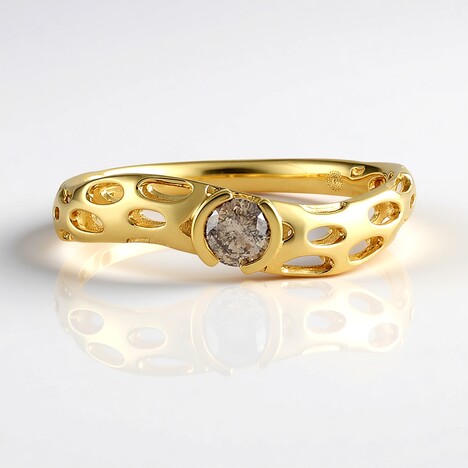 Anello in argento con Diamante Champagne I2 (Ornaments by de Melo)