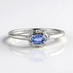 Anello in argento con Zaffiro Ceylon Blu (non riscaldato)