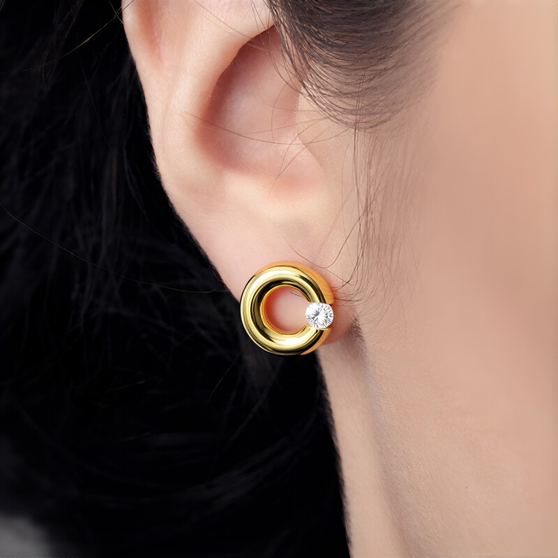 Boucles d'oreilles en or et Diamant IF (D) (Annette)