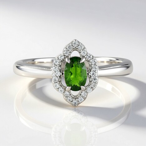Anello in argento con Diopside Russo