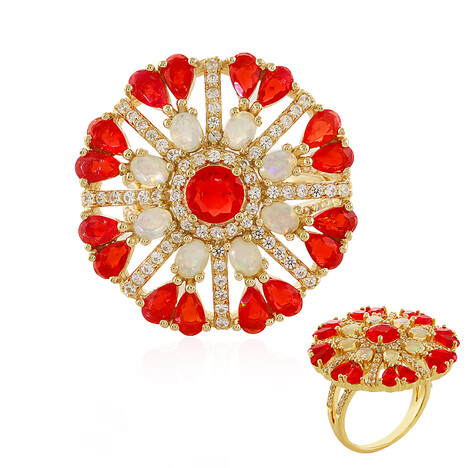 Red Ethiopian Opal Silver Ring