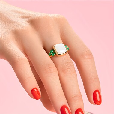 Anillo en plata con Piedra de Luna blanca (KM by Juwelo)