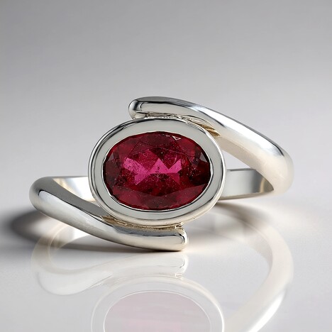Anello in argento con Tormalina Rosa Brasiliana (Pallanova)