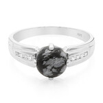 Schneeflocken-Obsidian-Herren-Silberring