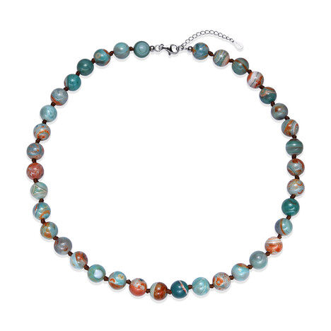 Mongolischer Achat-Silberhalskette